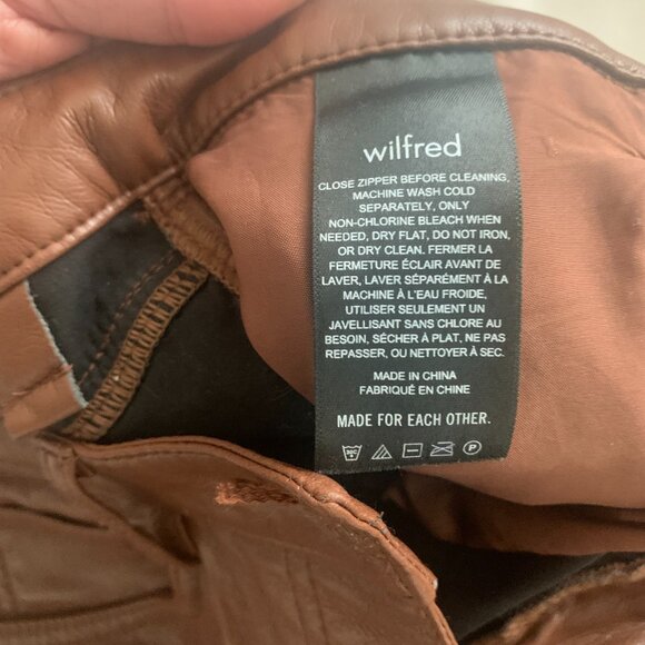Aritzia Wilfred Melina Brown Vegan Leather Straight Leg Pants size 4 - Picture 4 of 5